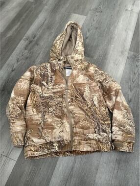 Realtree Camo Canvas Quilted Work Jacket Youth Size Large 10-12